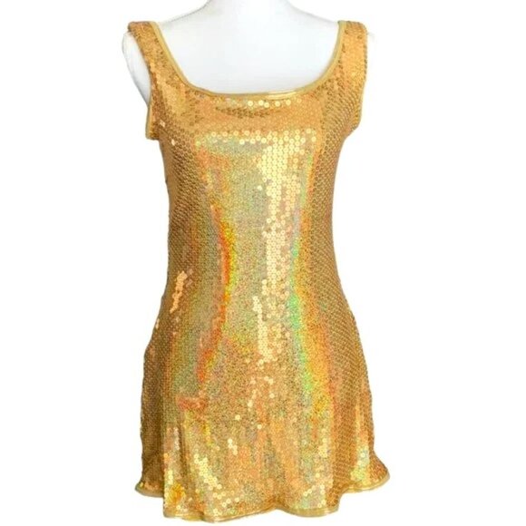 GOLD iridescent sequin tunic dress - Size Medium - Picture 1 of 7